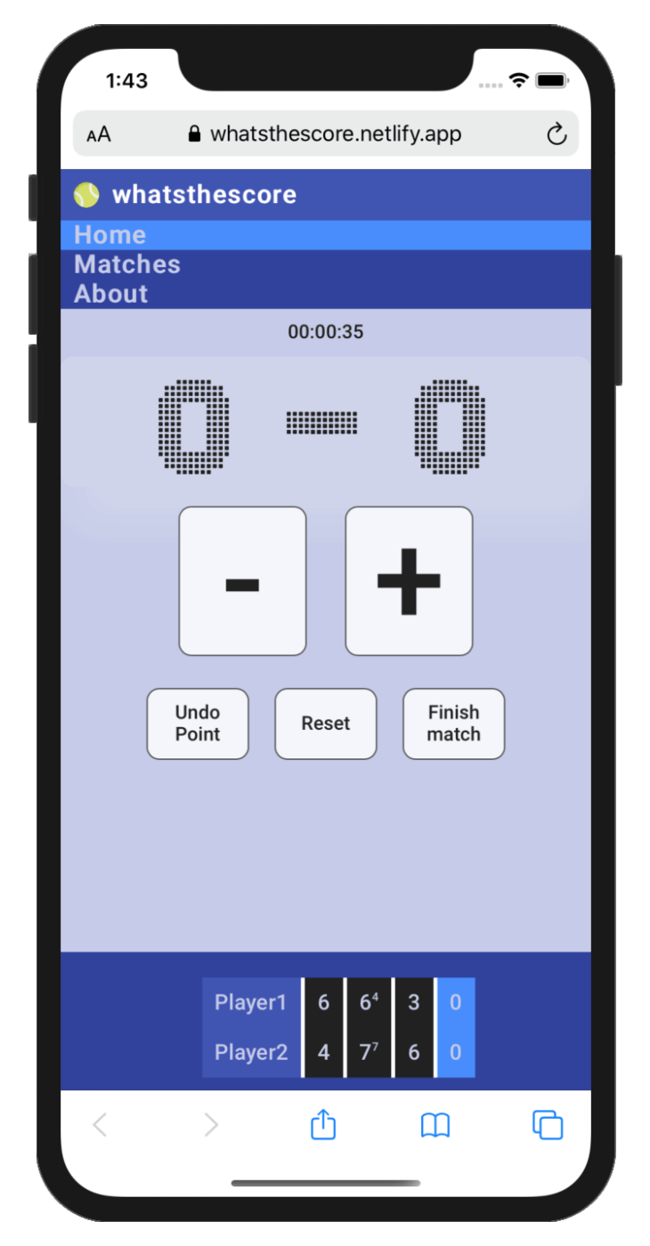 Screenshot of whatsthescore